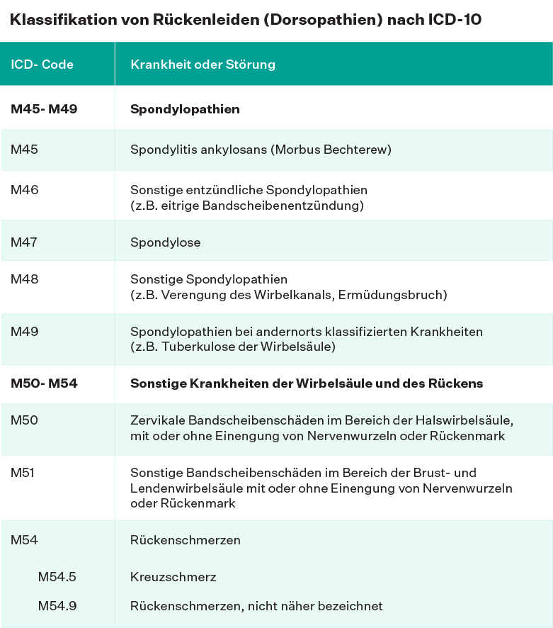 Klassifikation von Rückenschmerzen